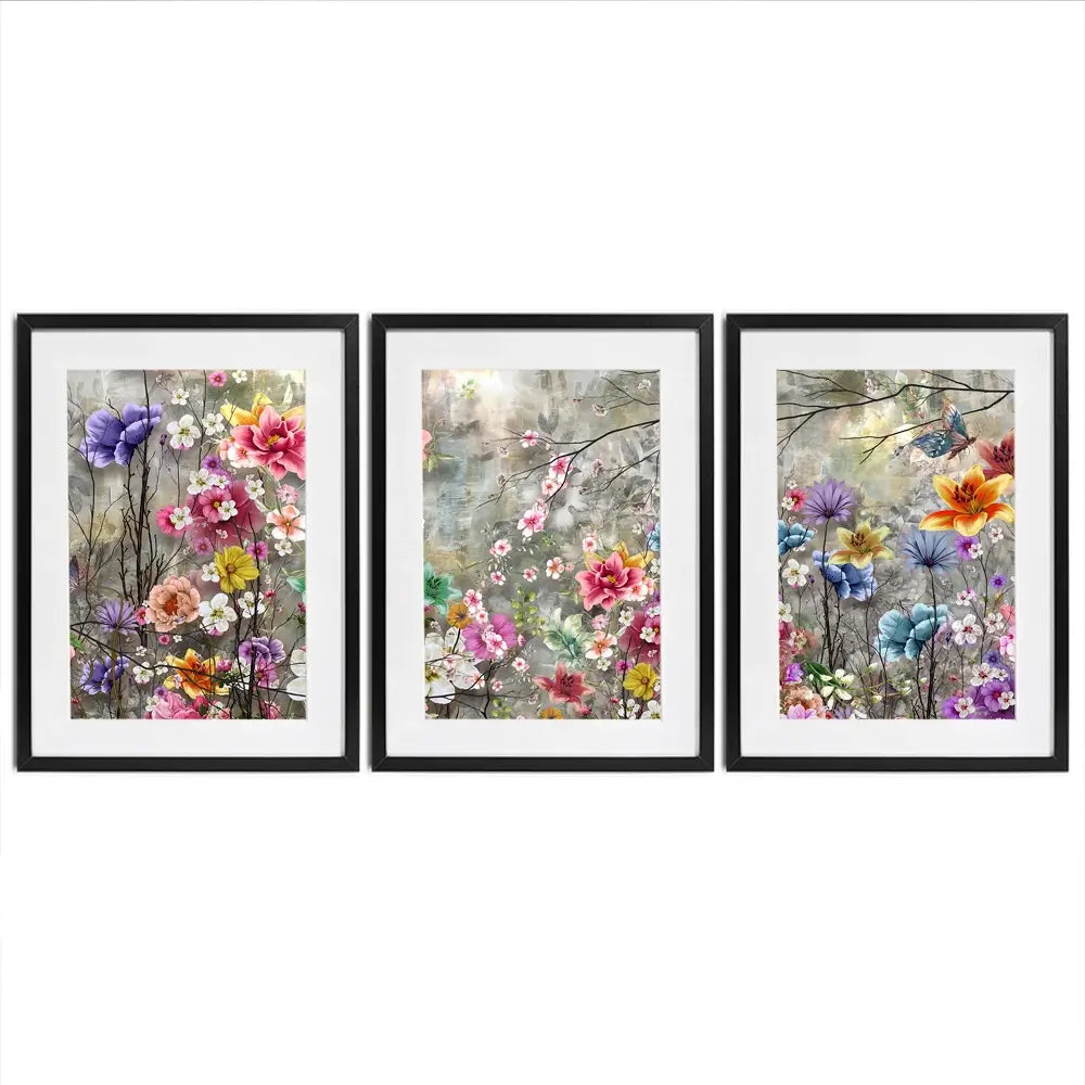 Flowers Everywhere Framed Art Print Trio Flowers Everywhere Framed Art Print Trio wall art product Pawaris Pattano09 / Shutterstock