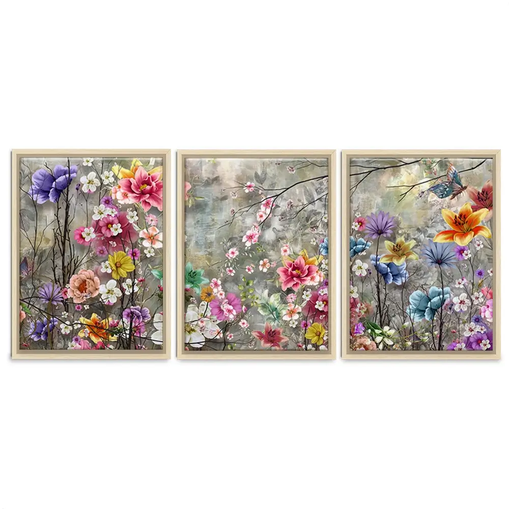 Flowers Everywhere Trio Canvas Print Flowers Everywhere Trio Canvas Print wall art product Pawaris Pattano09 / Shutterstock
