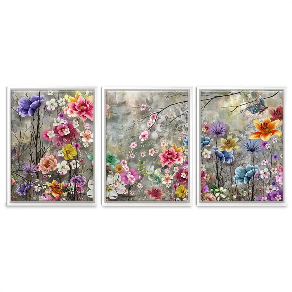 Flowers Everywhere Trio Canvas Print Flowers Everywhere Trio Canvas Print wall art product Pawaris Pattano09 / Shutterstock