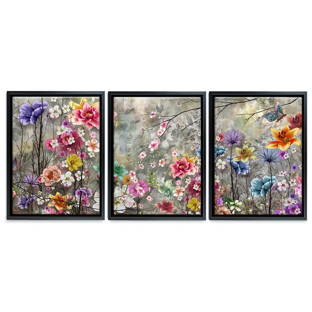 Flowers Everywhere Trio Canvas Print Flowers Everywhere Trio Canvas Print wall art product Pawaris Pattano09 / Shutterstock