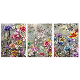 Flowers Everywhere Trio Canvas Print Flowers Everywhere Trio Canvas Print wall art product Pawaris Pattano09 / Shutterstock