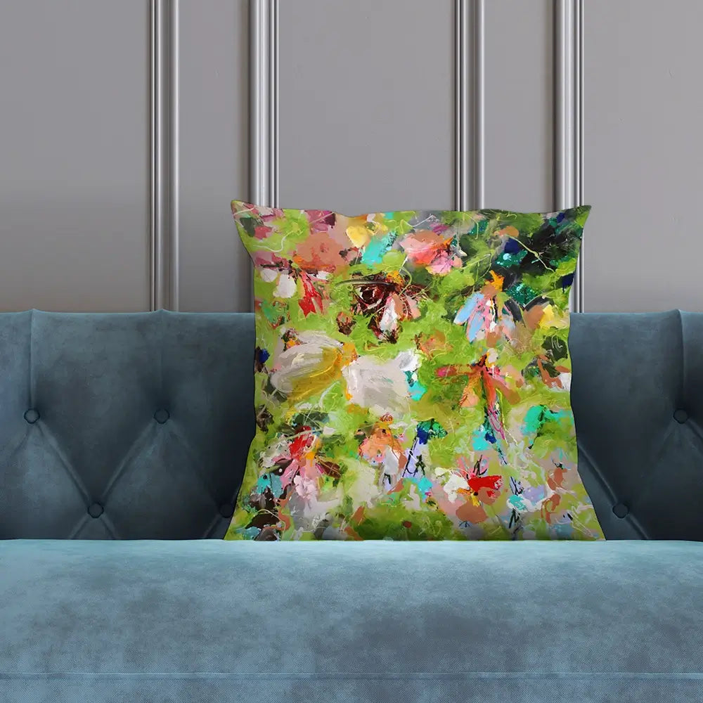 Flowers In Green Cushion Flowers In Green Cushion wall art product Studio Paint-Ing