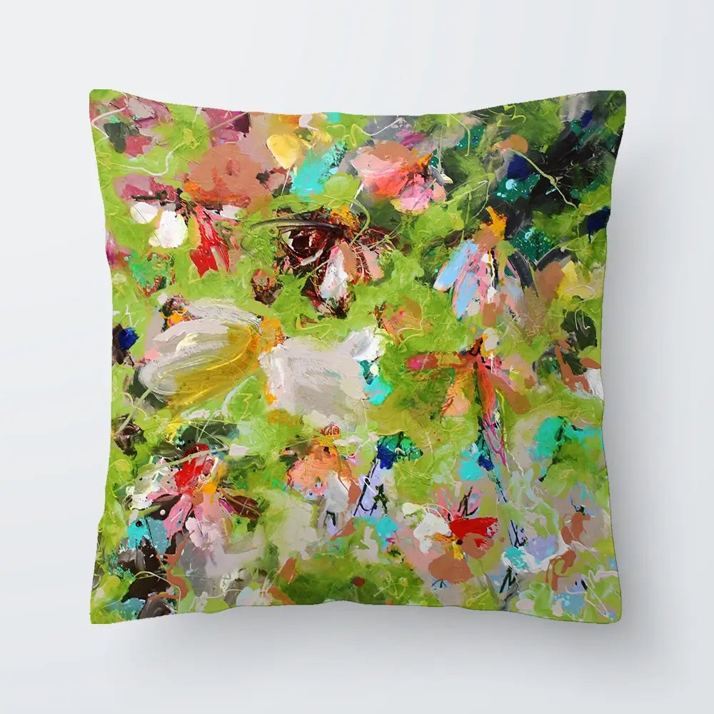 Flowers In Green Cushion Flowers In Green Cushion wall art product Studio Paint-Ing