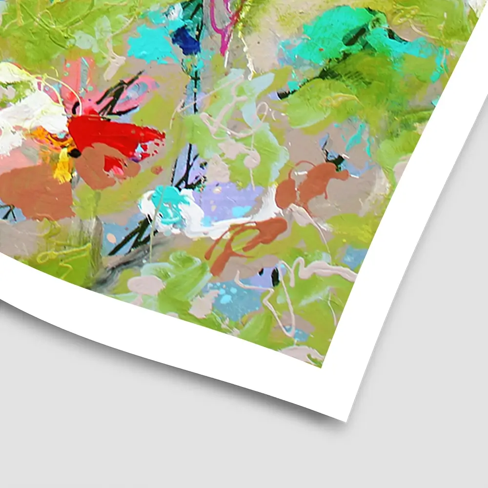 Flowers In Green Square Art Print Flowers In Green Square Art Print wall art product Studio Paint-Ing