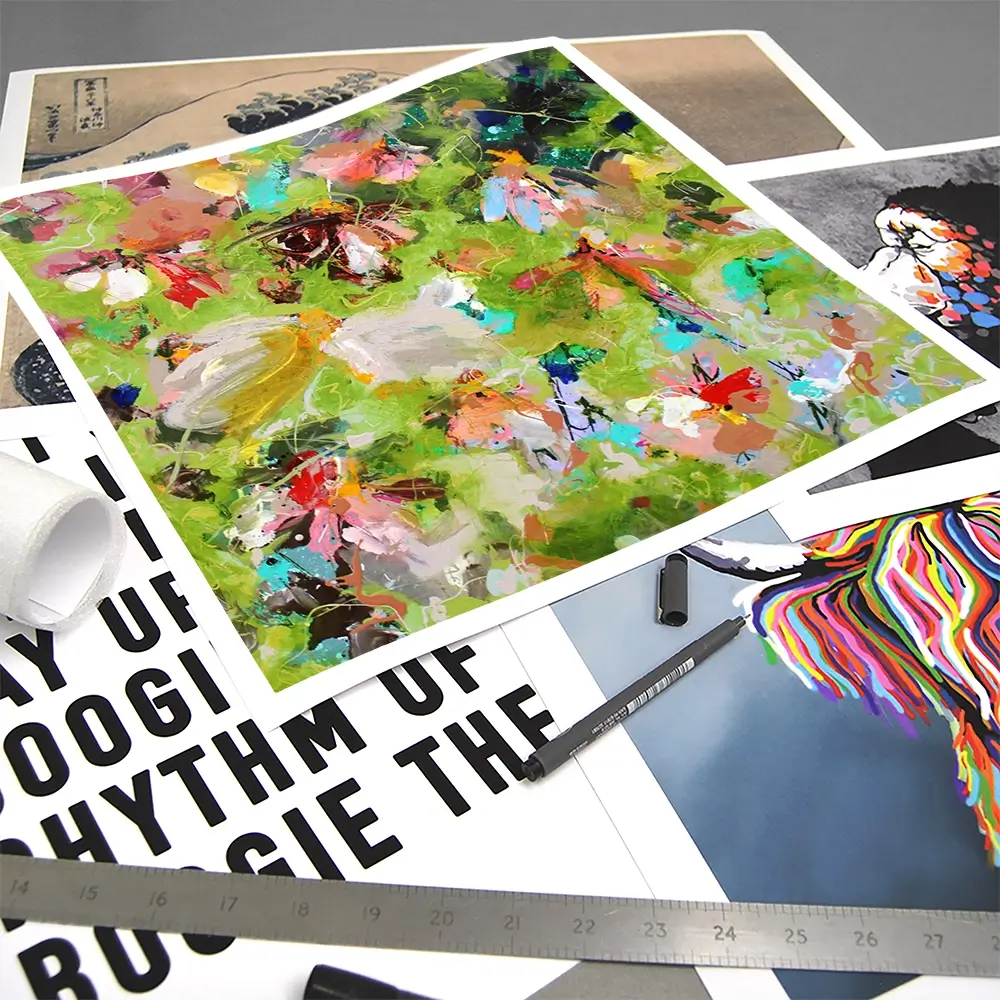 Flowers In Green Square Art Print Flowers In Green Square Art Print wall art product Studio Paint-Ing