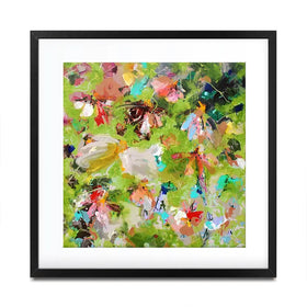Flowers In Green Square Framed Art Print Flowers In Green Square Framed Art Print wall art product Studio Paint-Ing