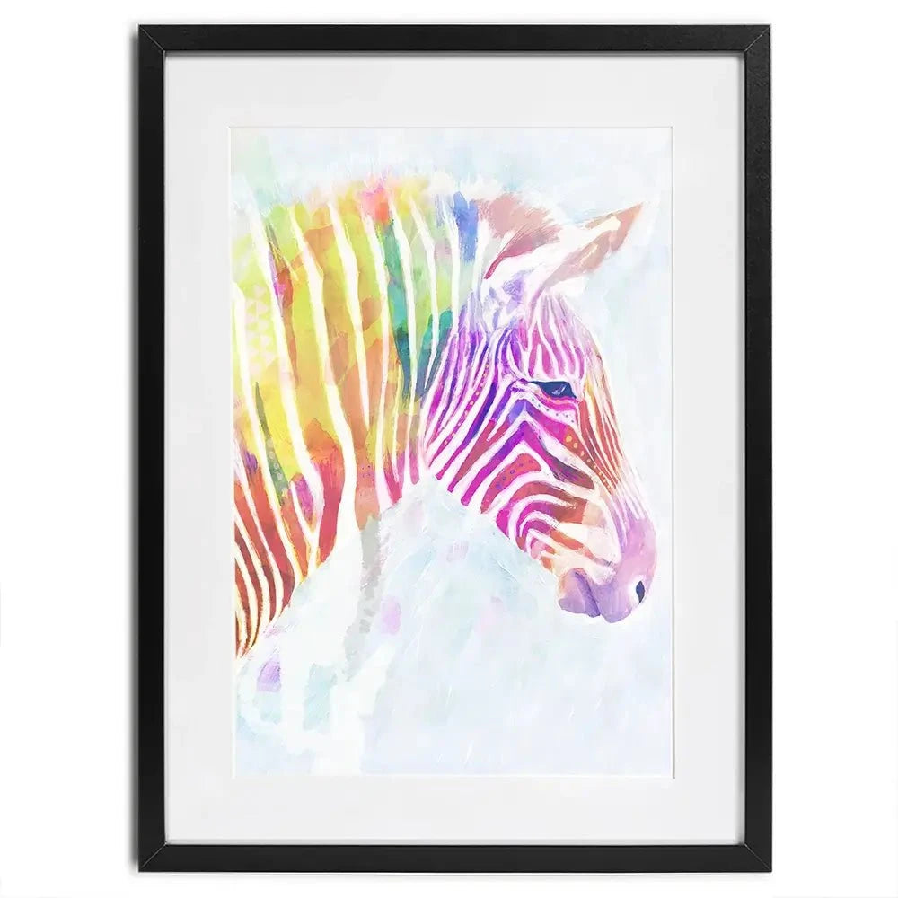 Fluroscent Zebra Framed Art Print Fluroscent Zebra Framed Art Print wall art product Victoria Borges
