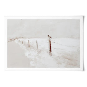 Foggy Fence Bird Art Print Foggy Fence Bird Art Print wall art product Chromatic Storm Studio