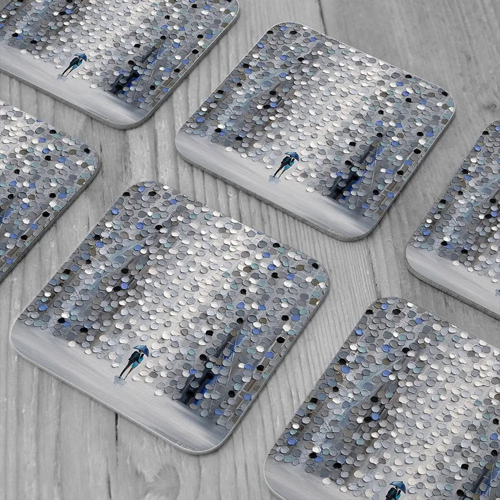 Foggy Rain Coaster Set Rainbow Soul Tree Coaster Set | Rainbow Soul Tree Art Coasters wall art product Ekaterina Ermilkina