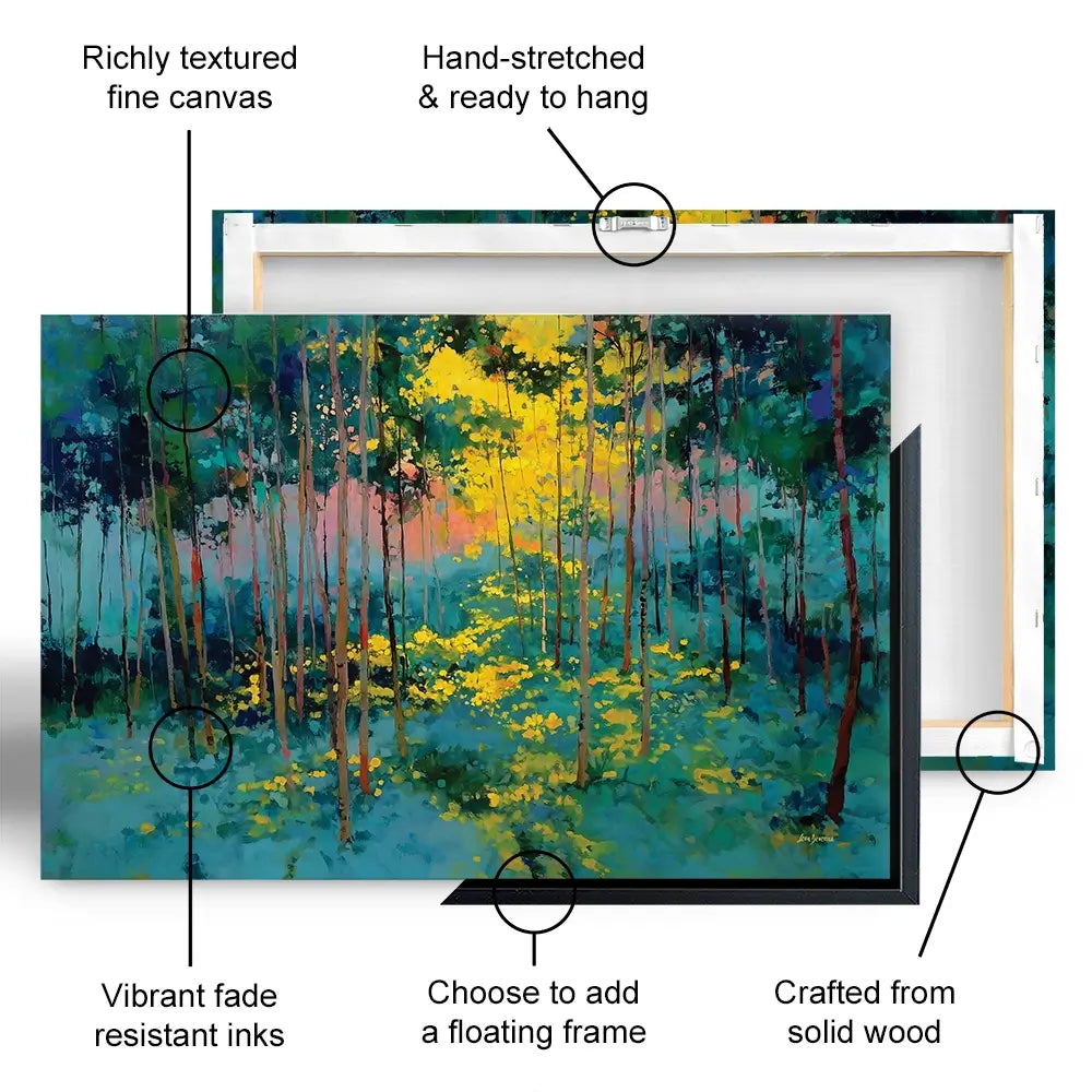 Forest Bathed In Celestial Glow Canvas Print Forest Bathed In Celestial Glow Canvas Print wall art product Leon Devenice