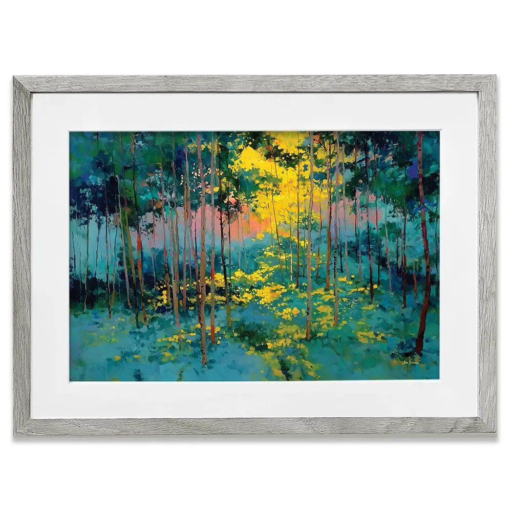 Forest Bathed In Celestial Glow Framed Art Print Forest Bathed In Celestial Glow Framed Art Print wall art product Leon Devenice