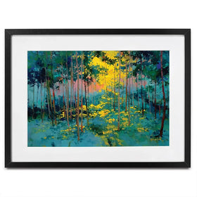 Forest Bathed In Celestial Glow Framed Art Print Forest Bathed In Celestial Glow Framed Art Print wall art product Leon Devenice