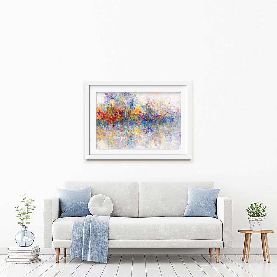 Forest By The Frozen Lake Framed Art Print wall art product Leon Devenice