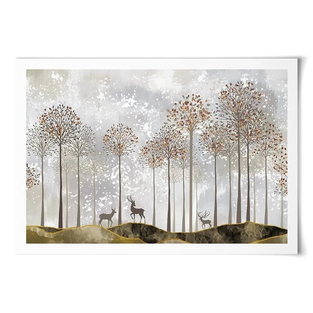 Forest Deer Art Print Forest Deer Art Print wall art product 3d artwork wallpaper / Shutterstock