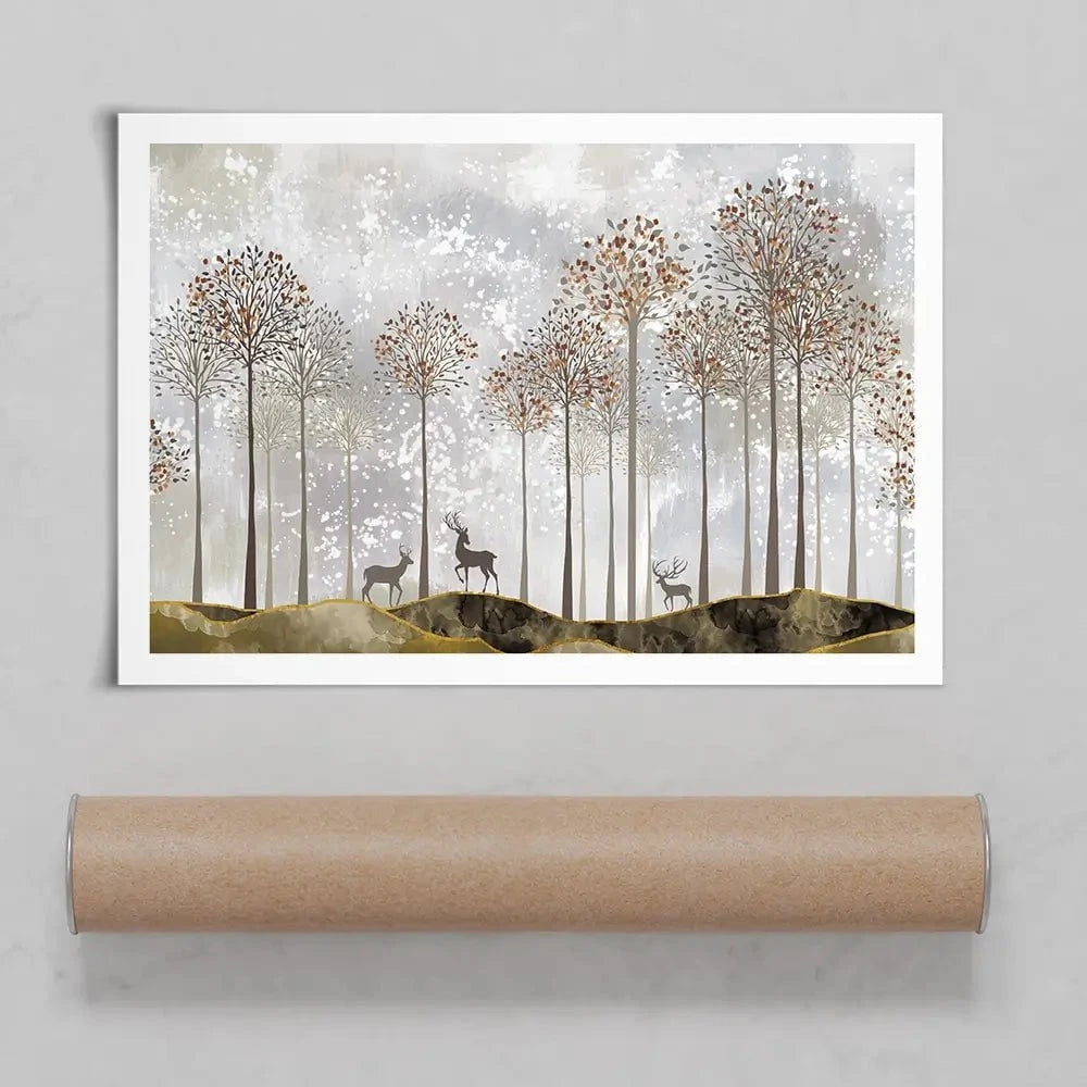 Forest Deer Art Print Forest Deer Art Print wall art product 3d artwork wallpaper / Shutterstock