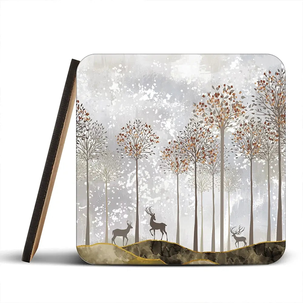 Forest Deer Coaster Set Forest Deer Coaster Set wall art product 3d artwork wallpaper / Shutterstock