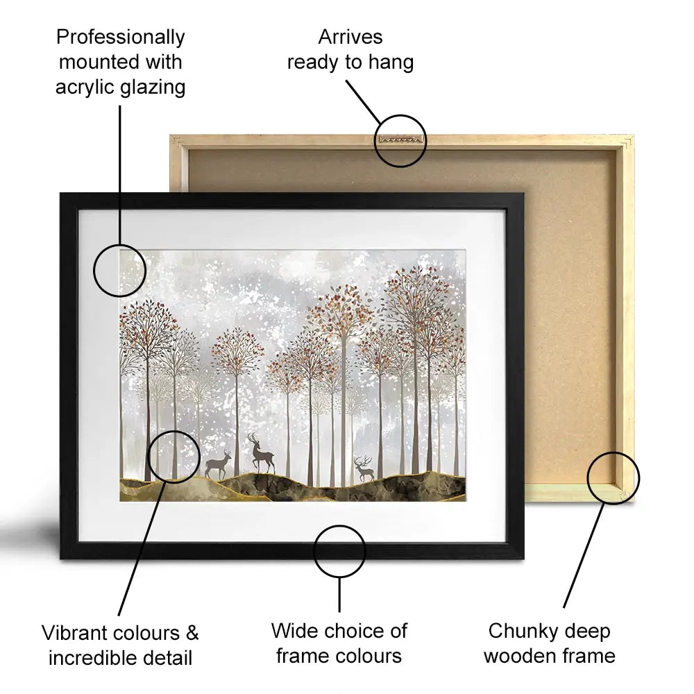 Forest Deer Framed Art Print Forest Deer Framed Art Print wall art product 3d artwork wallpaper / Shutterstock