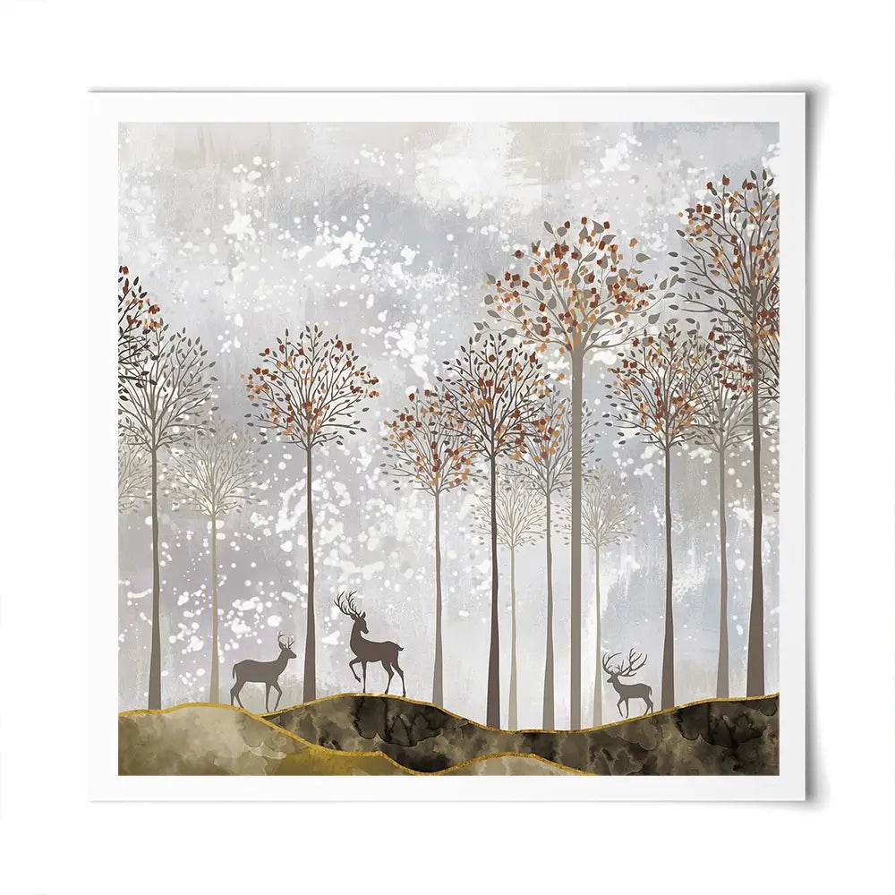 Forest Deer Square Art Print Forest Deer Square Art Print wall art product 3d artwork wallpaper / Shutterstock