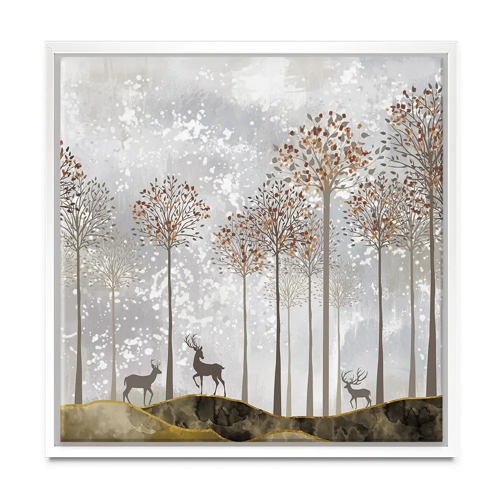 Forest Deer Square Canvas Print Forest Deer Square Canvas Print wall art product 3d artwork wallpaper / Shutterstock