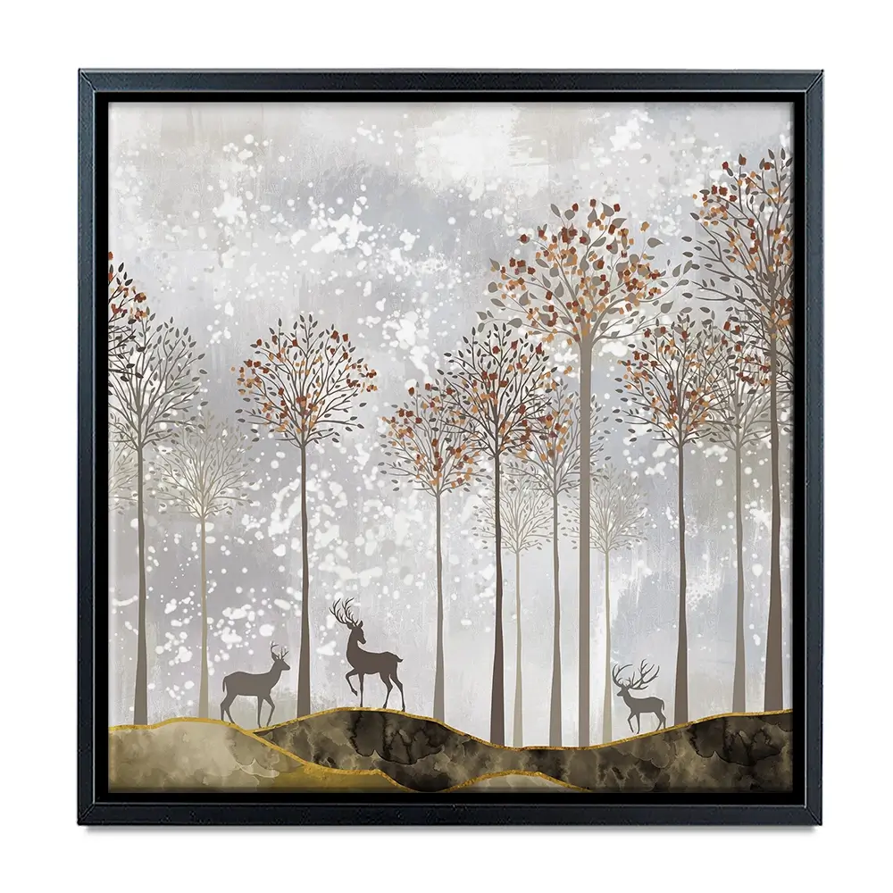 Forest Deer Square Canvas Print Forest Deer Square Canvas Print wall art product 3d artwork wallpaper / Shutterstock