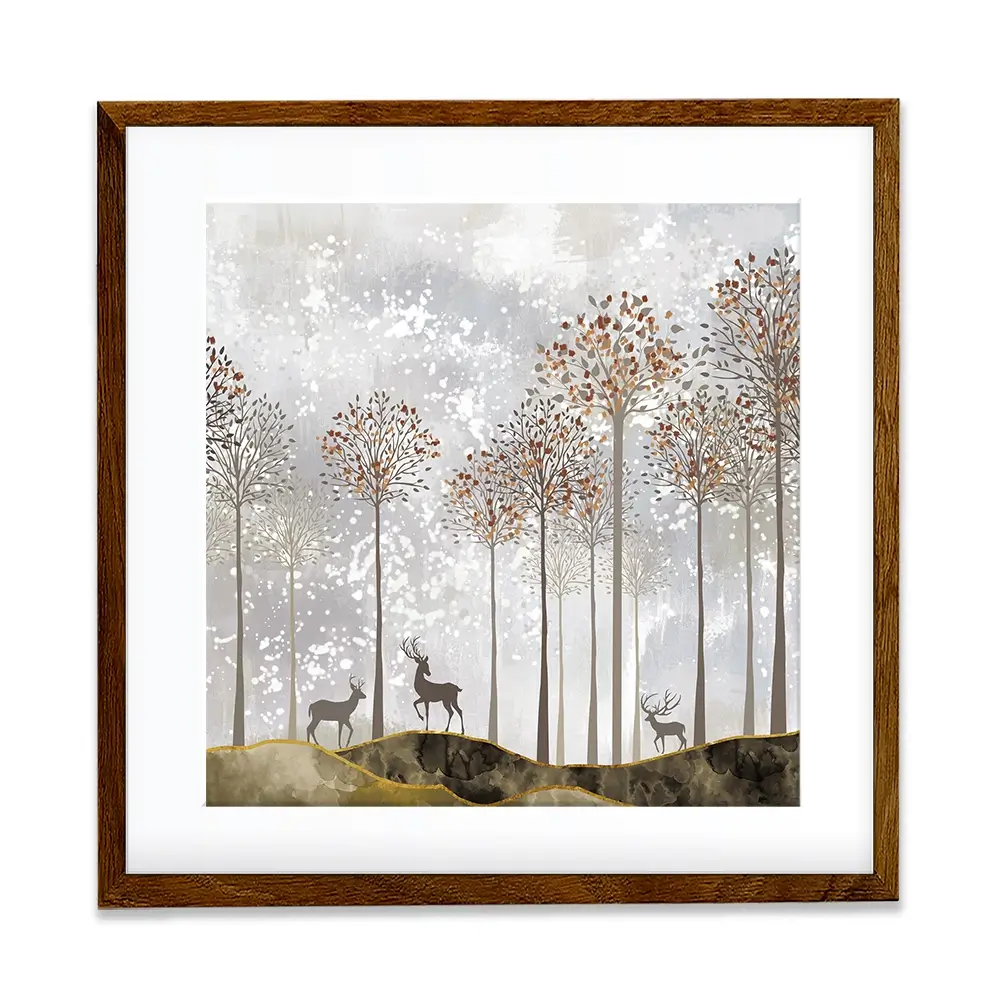 Forest Deer Square Framed Art Print Forest Deer Square Framed Art Print wall art product 3d artwork wallpaper / Shutterstock