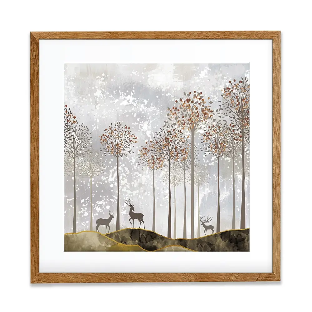 Forest Deer Square Framed Art Print Forest Deer Square Framed Art Print wall art product 3d artwork wallpaper / Shutterstock
