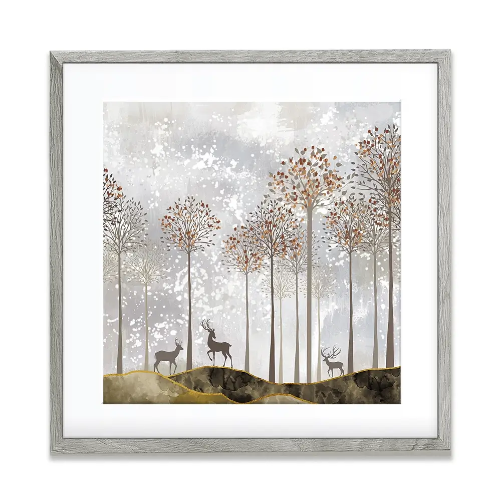 Forest Deer Square Framed Art Print Forest Deer Square Framed Art Print wall art product 3d artwork wallpaper / Shutterstock