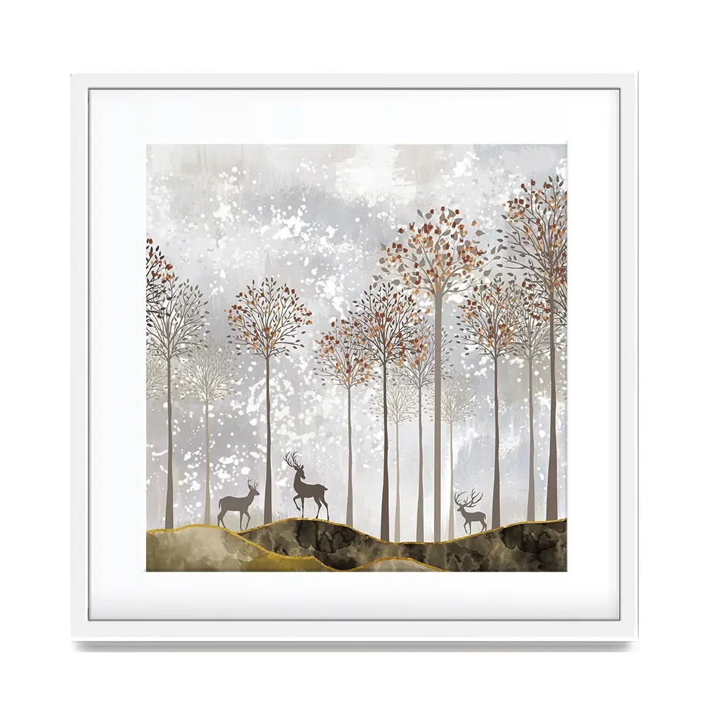 Forest Deer Square Framed Art Print Forest Deer Square Framed Art Print wall art product 3d artwork wallpaper / Shutterstock