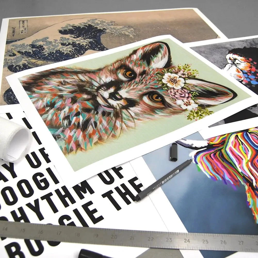 Fox With Flowers Art Print Fox With Flowers Art Print wall art product Carolee Vitaletti