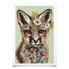 Fox With Flowers Art Print Fox With Flowers Art Print wall art product Carolee Vitaletti