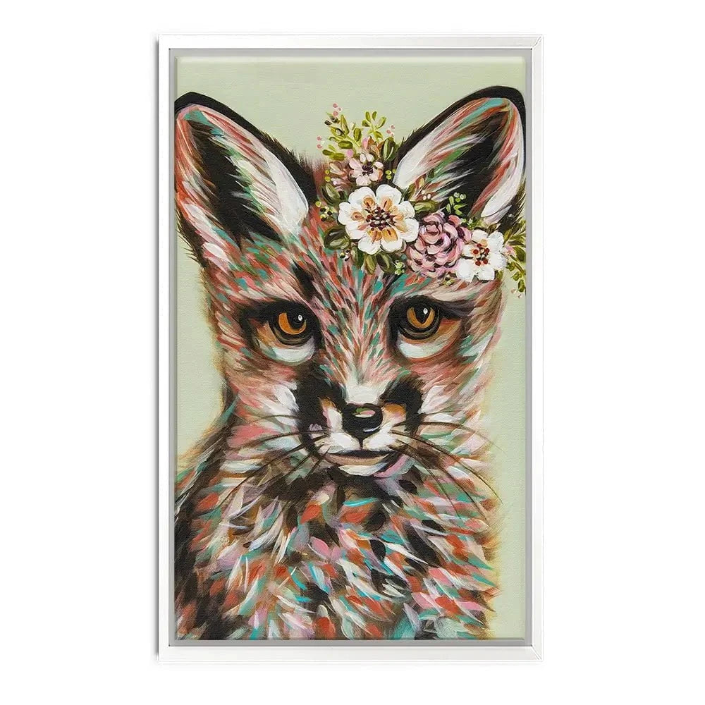 Fox With Flowers Canvas Print Fox With Flowers Canvas Print wall art product Carolee Vitaletti