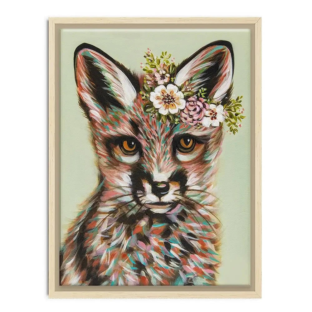 Fox With Flowers Canvas Print Fox With Flowers Canvas Print wall art product Carolee Vitaletti
