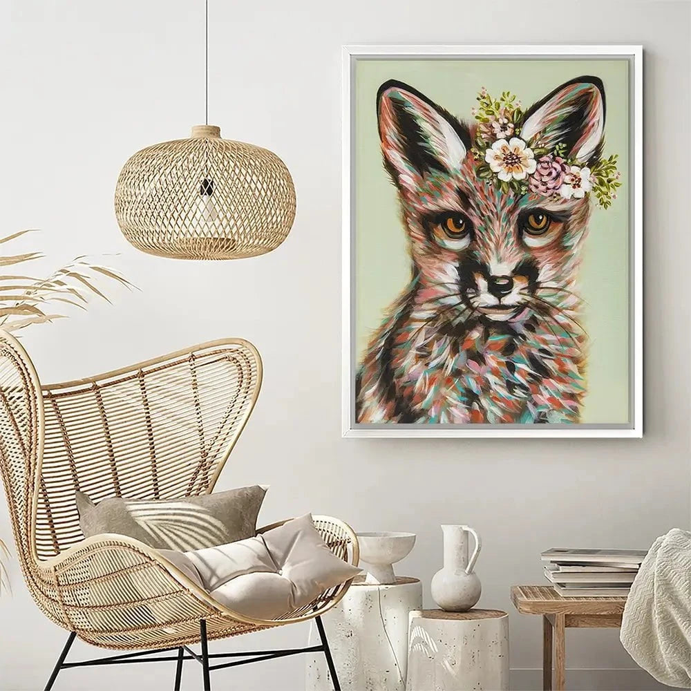 Fox With Flowers Canvas Print Fox With Flowers Canvas Print wall art product Carolee Vitaletti