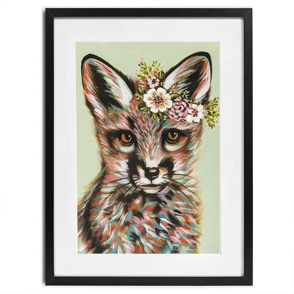 Fox With Flowers Framed Art Print Fox With Flowers Framed Art Print wall art product Carolee Vitaletti