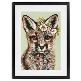 Fox With Flowers Framed Art Print Fox With Flowers Framed Art Print wall art product Carolee Vitaletti