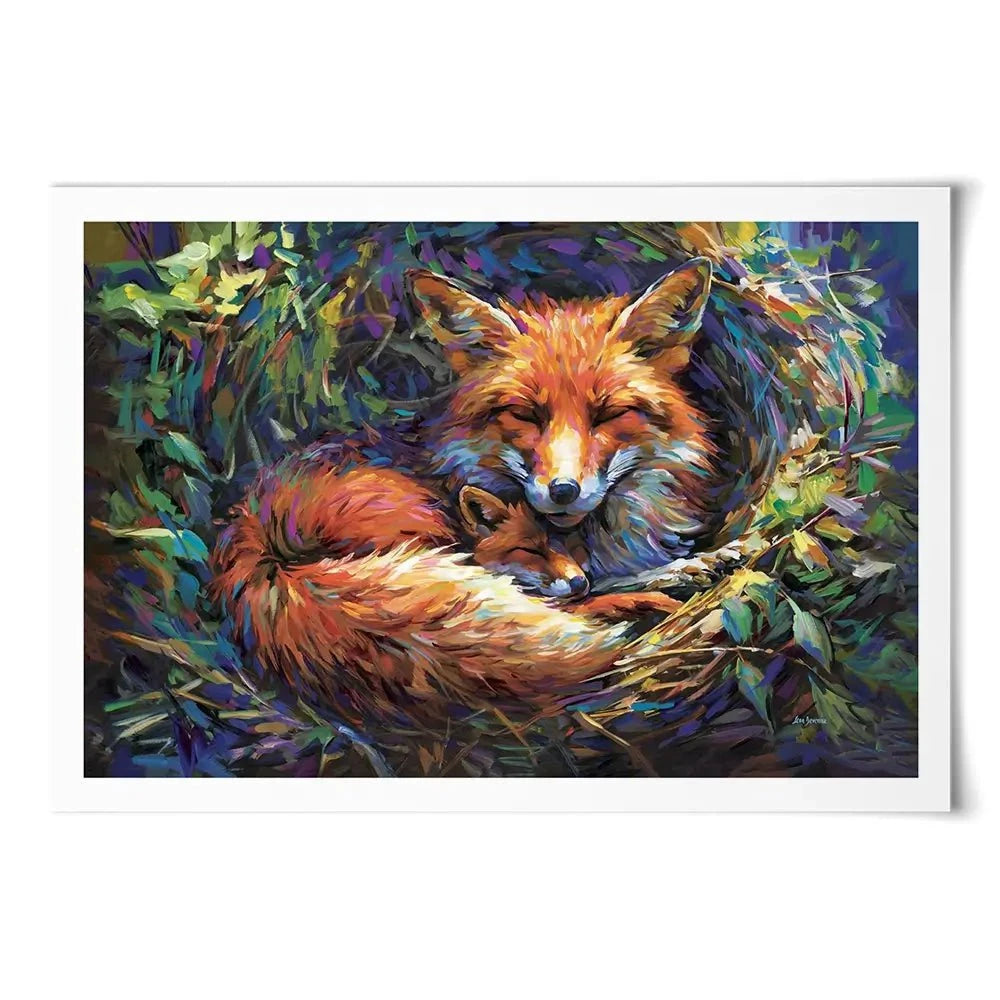 Foxes Nestled In Warmth Art Print Foxes Nestled In Warmth Art Print wall art product Leon Devenice