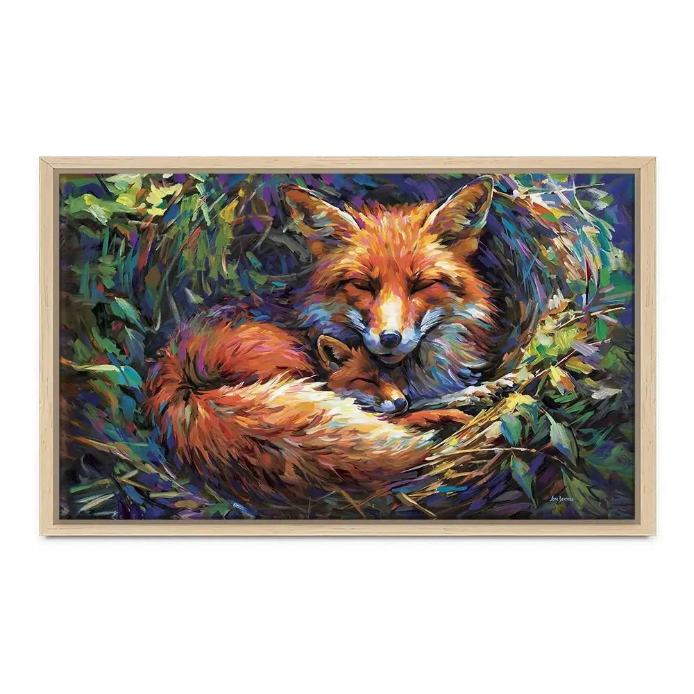 Foxes Nestled In Warmth Canvas Print Foxes Nestled In Warmth Canvas Print wall art product Leon Devenice