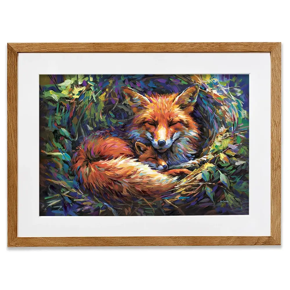Foxes Nestled In Warmth Framed Art Print Foxes Nestled In Warmth Framed Art Print wall art product Leon Devenice