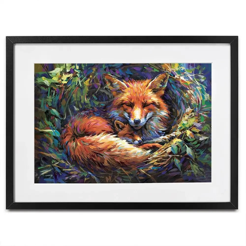Foxes Nestled In Warmth Framed Art Print Foxes Nestled In Warmth Framed Art Print wall art product Leon Devenice