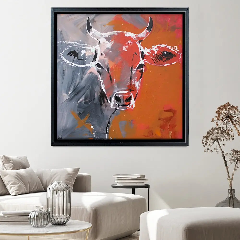 Free Cow Square Canvas Print Free Cow Square Canvas Print wall art product Studio Paint-Ing