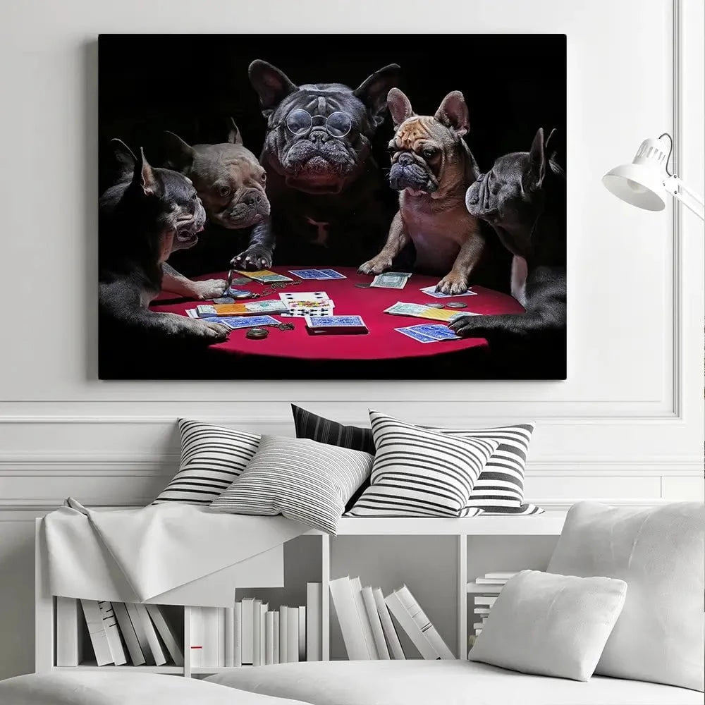 Frenchies Playing Poker Canvas Print Frenchies Playing Poker Canvas Print wall art product Alexander Sviridov / Shutterstock
