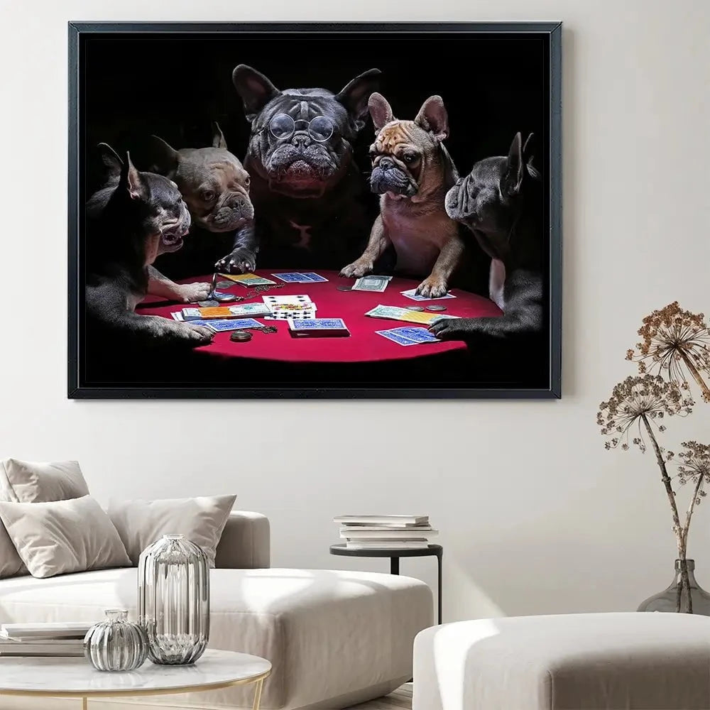 Frenchies Playing Poker Canvas Print Frenchies Playing Poker Canvas Print wall art product Alexander Sviridov / Shutterstock