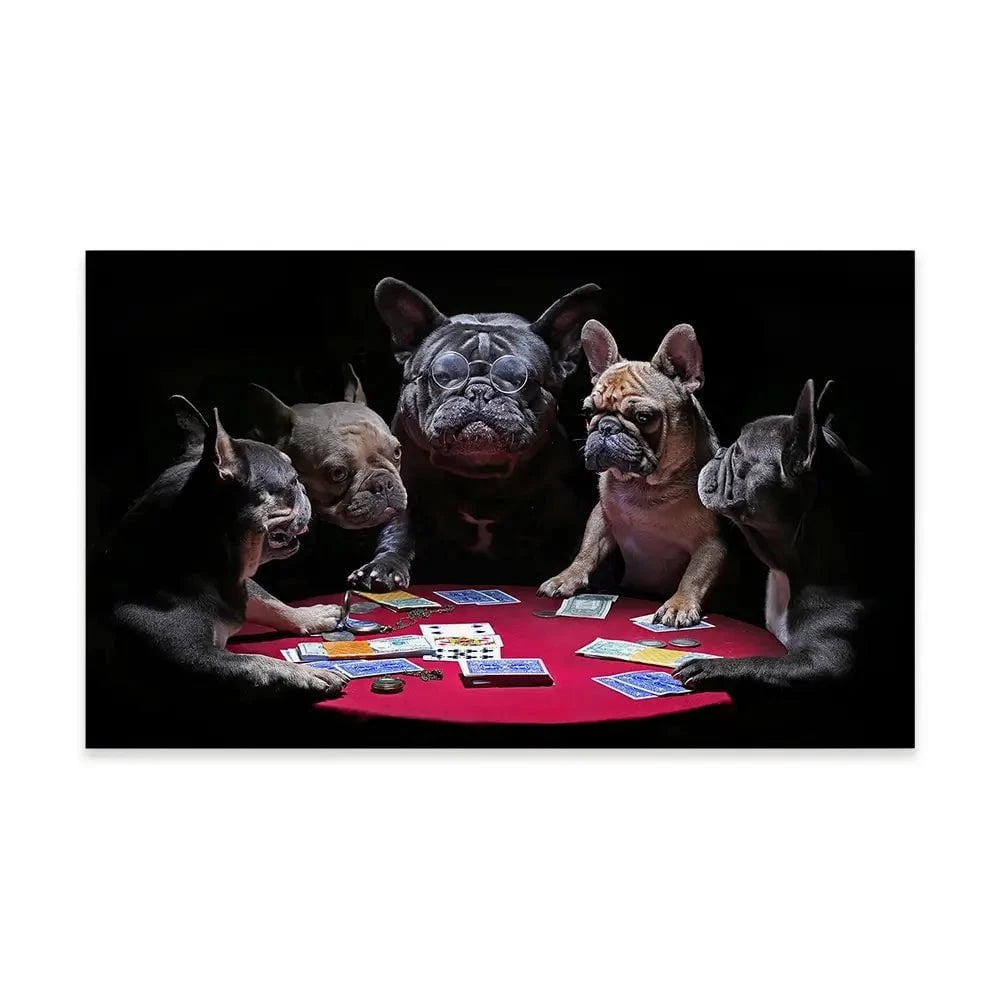 Frenchies Playing Poker Canvas Print Frenchies Playing Poker Canvas Print wall art product Alexander Sviridov / Shutterstock