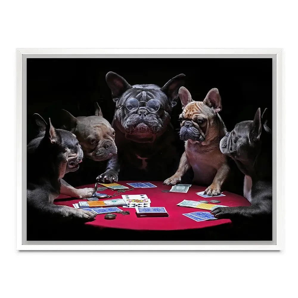 Frenchies Playing Poker Canvas Print Frenchies Playing Poker Canvas Print wall art product Alexander Sviridov / Shutterstock