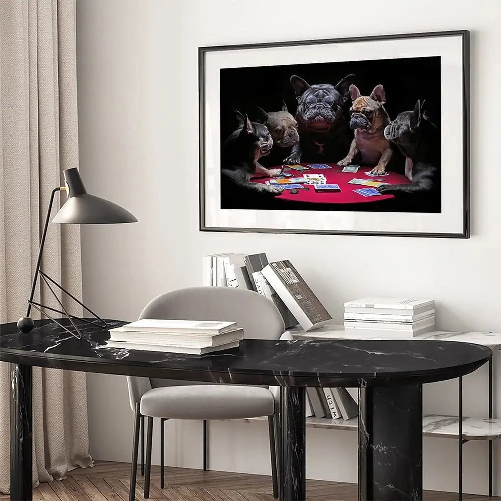 Frenchies Playing Poker Framed Art Print Frenchies Playing Poker Framed Art Print wall art product Alexander Sviridov / Shutterstock