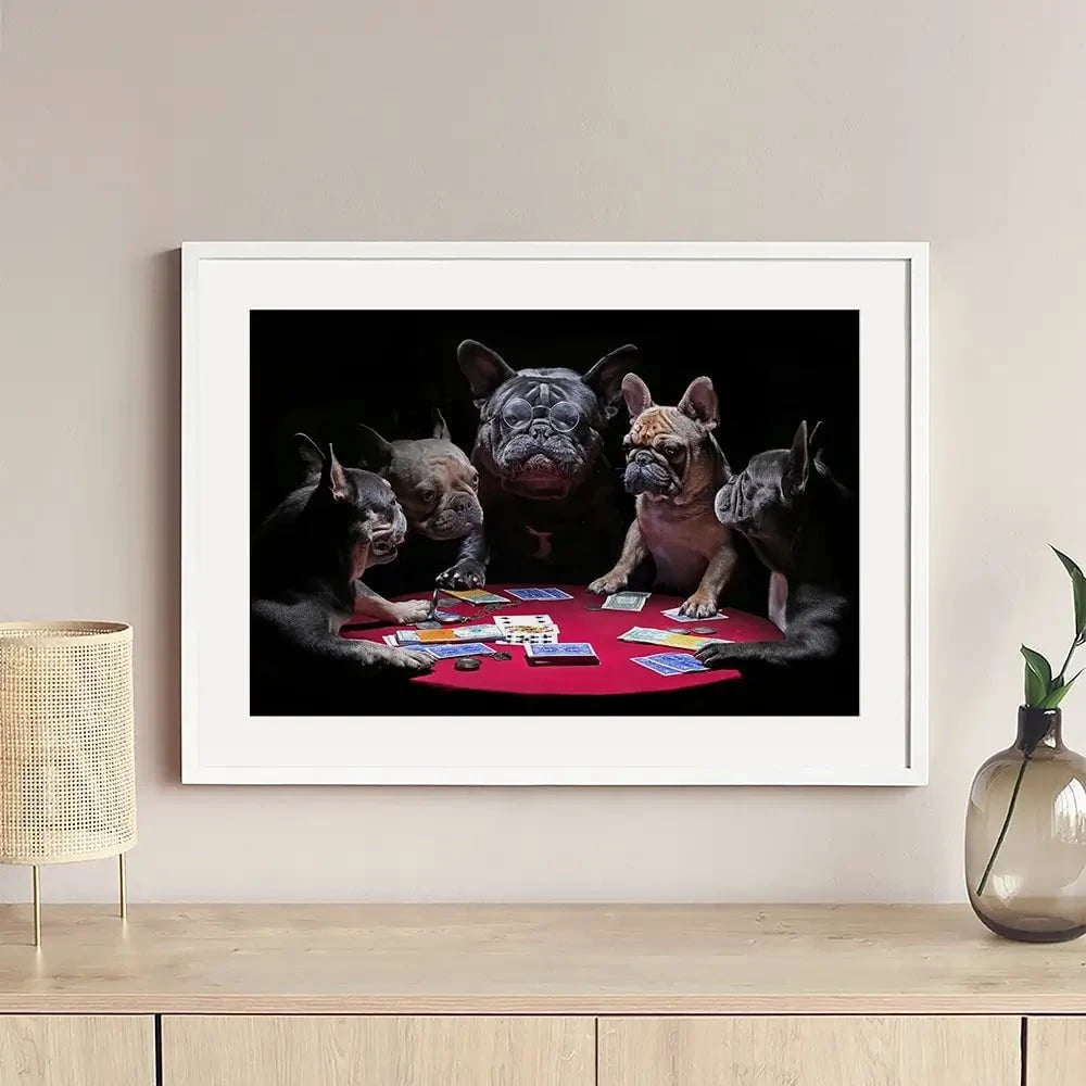 Frenchies Playing Poker Framed Art Print Frenchies Playing Poker Framed Art Print wall art product Alexander Sviridov / Shutterstock