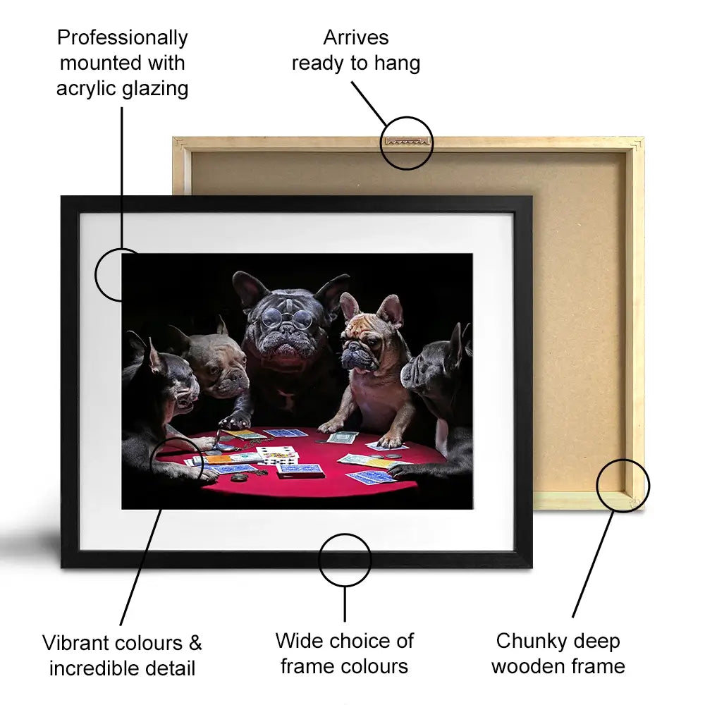 Frenchies Playing Poker Framed Art Print Frenchies Playing Poker Framed Art Print wall art product Alexander Sviridov / Shutterstock