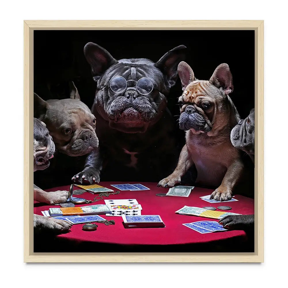 Frenchies Playing Poker Oversized Canvas Print Frenchies Playing Poker Oversized Canvas Print wall art product Art Print Shop