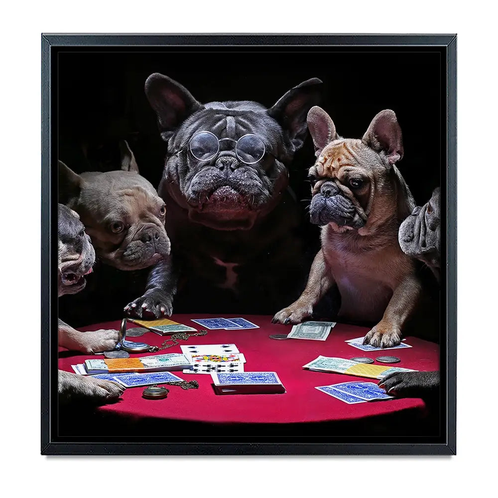 Frenchies Playing Poker Oversized Canvas Print Frenchies Playing Poker Oversized Canvas Print wall art product Art Print Shop