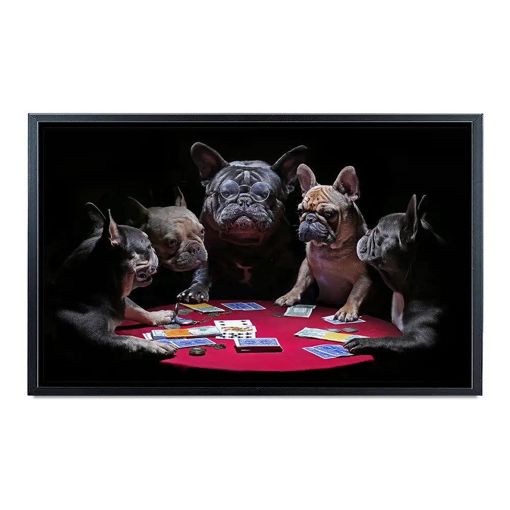 Frenchies Playing Poker Oversized Canvas Print Frenchies Playing Poker Oversized Canvas Print wall art product Art Print Shop